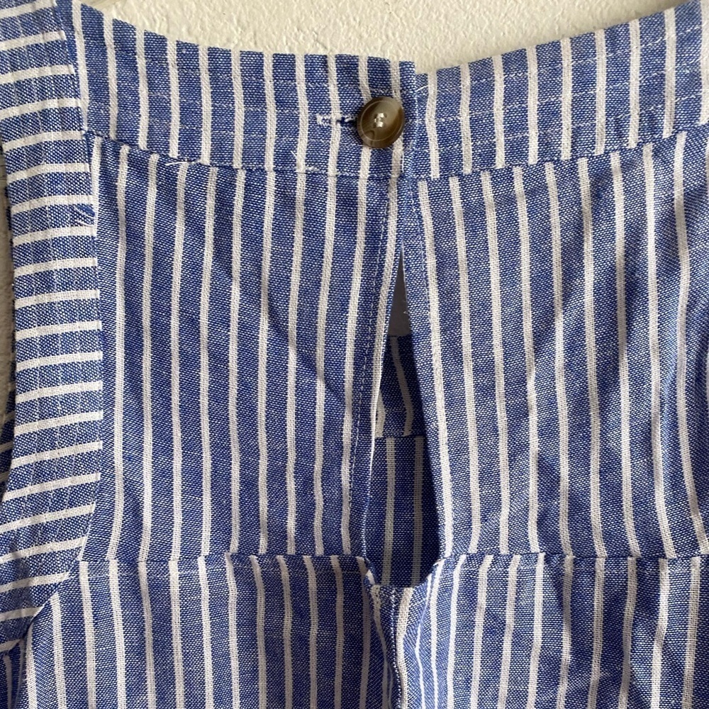 For Cynthia Linen Blend Striped Knee Length Shift Dress M - Picture 9 of 11
